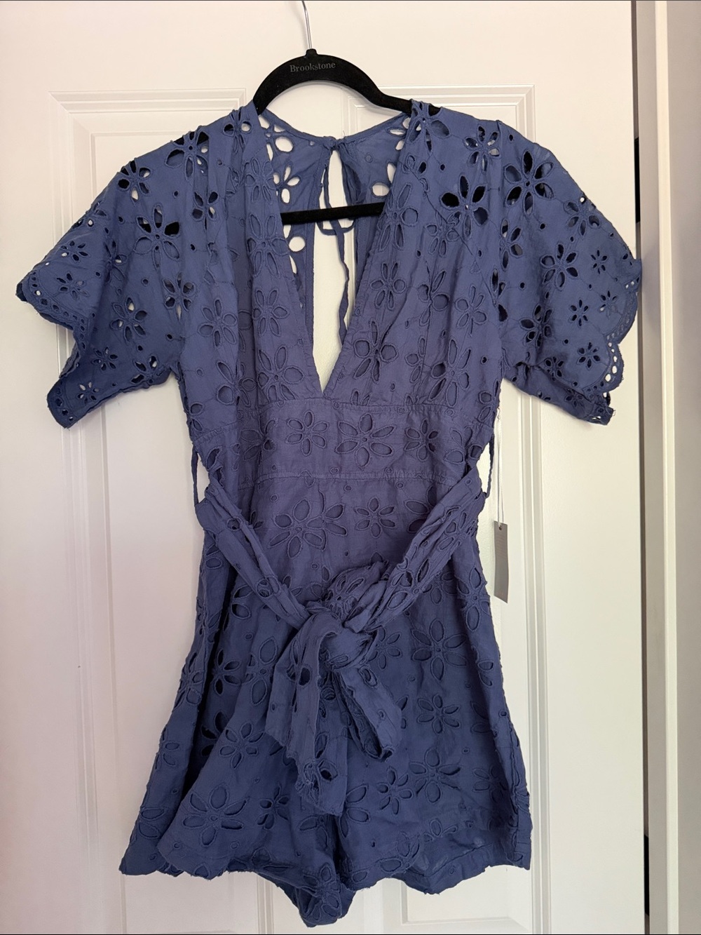 Winston White blue eyelet coverup romper